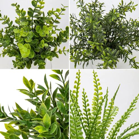 Hollyone 4 Pack Artificial Potted Plants Eucalyptus Rosemary Boston Fern ZZ Plant Fake Plant in Pot Small Faux Plant Greenery Aesthetic Indoor Home Decor Bathroom Bedroom Table Shelf Office in Saudi Arabia