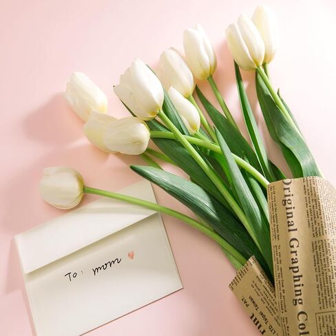 30 Pcs Mixed Color Tulips Artificial Flowers - 13" Height Real Touch PU Tulip Stems in 6 Assorted Colors for DIY Bouquets, Wedding, Mother's Day, Easter Day, Spring Themed Favors, Home Cemetery Decor in Saudi Arabia