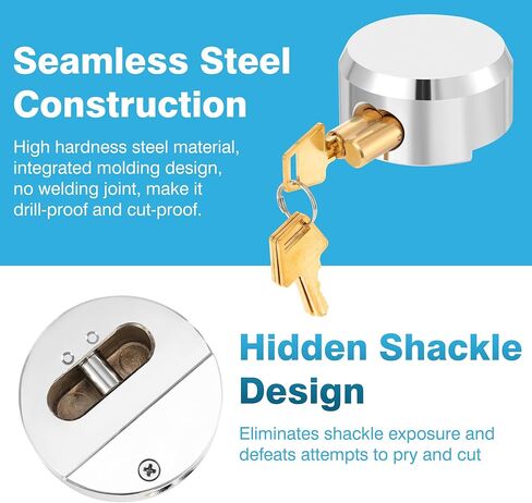 IRONWALLS قفل عفريت شديد التحمل 4 عبوات، 2-7/8 بوصة/73 مم من الفولاذ المخفي أقفال ذات مفاتيح على حد سواء، أجهزة قفل عفريت مستديرة فضية مع 16 قطعة مفاتيح للمقطورة، حاوية الشحن، سقيفة تخزين، بدون مشبك in Kuwait