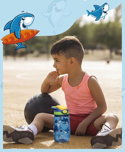 Opard Kids Water Bottle, BPA Free Tritan 13.5oz Water Bottle with Leakproof Lid, Straw & Carrying Loop for Toddlers in Saudi Arabia