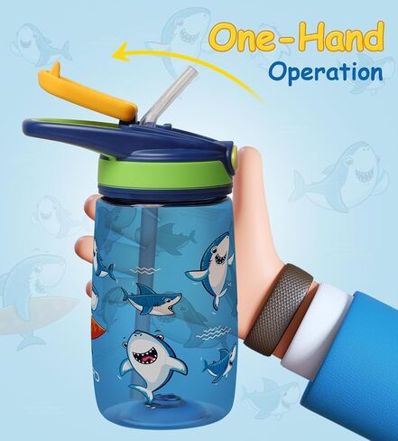 Opard Kids Water Bottle, BPA Free Tritan 13.5oz Water Bottle with Leakproof Lid, Straw & Carrying Loop for Toddlers in Saudi Arabia