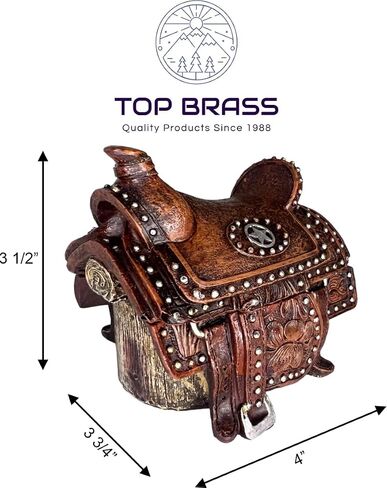 Trinket Box – Western Saddle Keepsake Jewelry Small Item Storage with Tooled Leather Details and Silver Star – Equestrian Rodeo Cowgirl Horse Lover Decor in Saudi Arabia