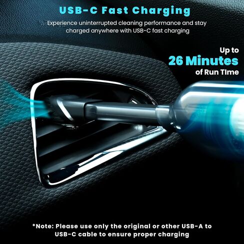 PATNAT Wireless Car Vacuum Cleaner - 80W Brushless/Copper Handheld Vacuum Cordless Filter HEPA Desk Vacuum Cleaner Mini, Silver Color in Saudi Arabia
