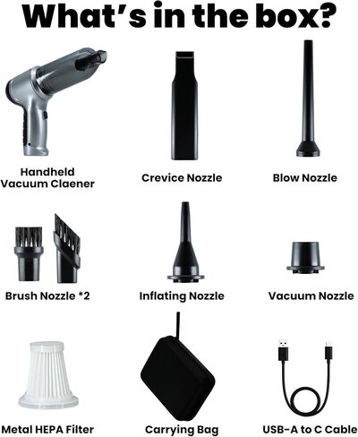 PATNAT Wireless Car Vacuum Cleaner - 80W Brushless/Copper Handheld Vacuum Cordless Filter HEPA Desk Vacuum Cleaner Mini, Silver Color in Saudi Arabia