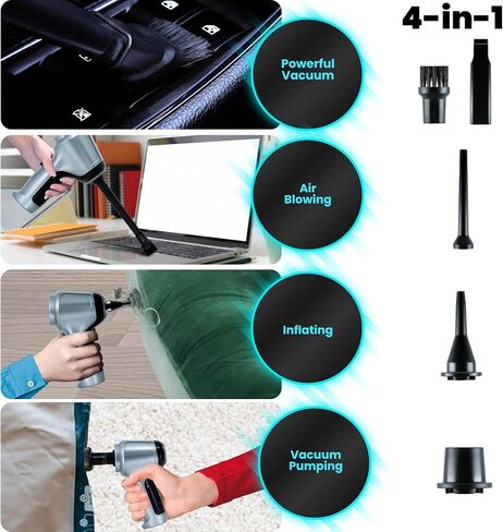 PATNAT Wireless Car Vacuum Cleaner - 80W Brushless/Copper Handheld Vacuum Cordless Filter HEPA Desk Vacuum Cleaner Mini, Silver Color in Saudi Arabia