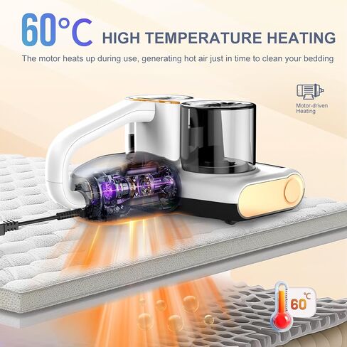 Bed Vacuum Cleaner Corded Mattress Vacuum with UV 16Kpa Suction UV-C Light & 30000 RPM/Min &, Widened Suction Port, 500W in Saudi Arabia
