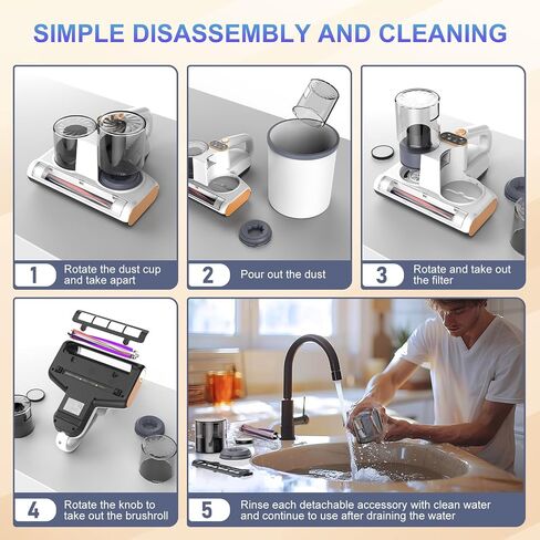 Bed Vacuum Cleaner Corded Mattress Vacuum with UV 16Kpa Suction UV-C Light & 30000 RPM/Min &, Widened Suction Port, 500W in Saudi Arabia