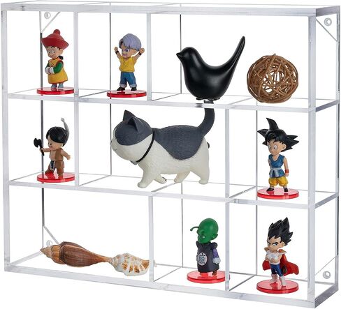 صندوق ظلال أكريليك شفاف ممتاز من MyGift مع 9 حجرات، علبة عرض Knickknack قابلة للتثبيت على الحائط، رف عائم شفاف مزخرف للتماثيل والمقتنيات والنباتات in Saudi Arabia