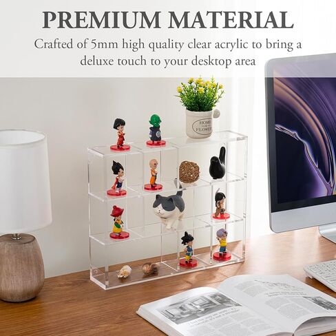 صندوق ظلال أكريليك شفاف ممتاز من MyGift مع 9 حجرات، علبة عرض Knickknack قابلة للتثبيت على الحائط، رف عائم شفاف مزخرف للتماثيل والمقتنيات والنباتات in Saudi Arabia