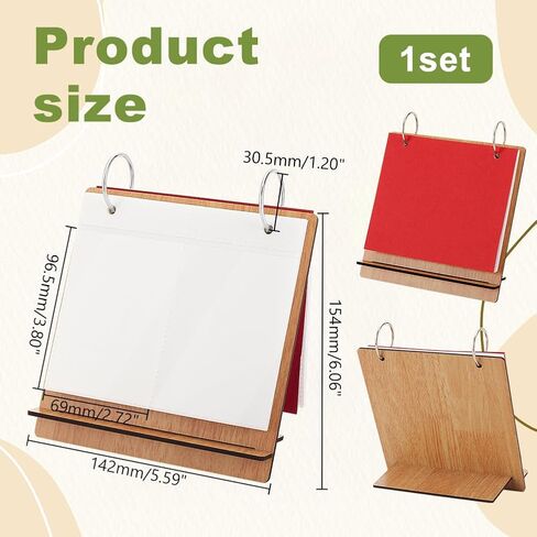 AHANDMAKER 4x3 Inch Wooden Flip Photo Album, Photo Frames for Desk Wooden Cover Scrapbook DIY Binder Photo Album Desktop Displaying Frame Picture Book for Wedding Family Graduation Travel - 100Pockets in Saudi Arabia