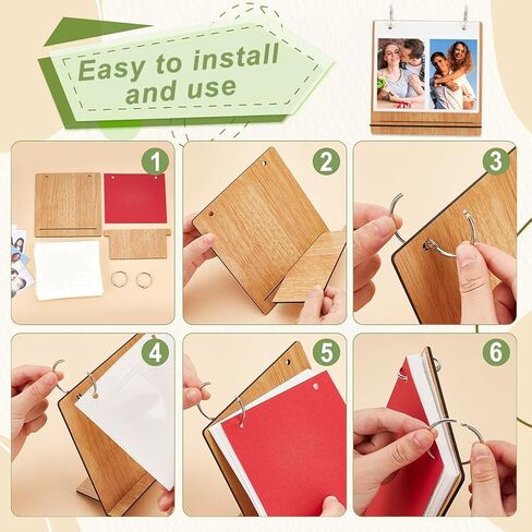 AHANDMAKER 4x3 Inch Wooden Flip Photo Album, Photo Frames for Desk Wooden Cover Scrapbook DIY Binder Photo Album Desktop Displaying Frame Picture Book for Wedding Family Graduation Travel - 100Pockets in Saudi Arabia