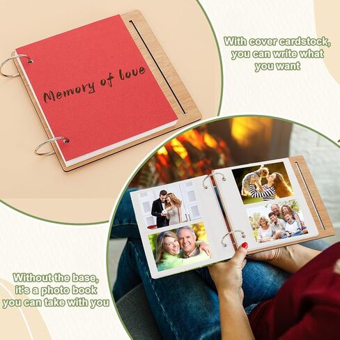 AHANDMAKER 4x3 Inch Wooden Flip Photo Album, Photo Frames for Desk Wooden Cover Scrapbook DIY Binder Photo Album Desktop Displaying Frame Picture Book for Wedding Family Graduation Travel - 100Pockets in Saudi Arabia