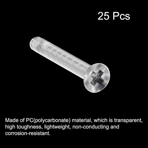 uxcell M2 x 20mm Plastic Phillips Machine Screws, PC Flat Head Machine Bolts Transparent 25pcs in Saudi Arabia