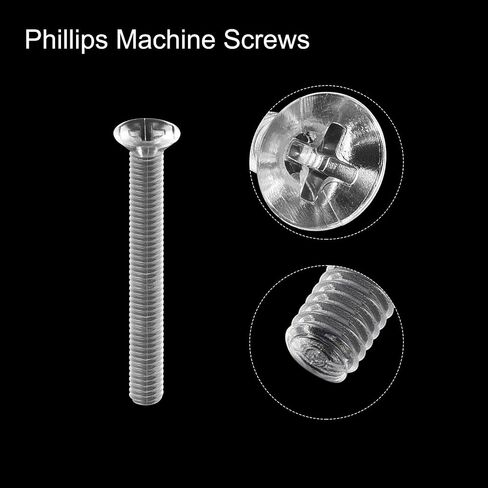 uxcell M2 x 20mm Plastic Phillips Machine Screws, PC Flat Head Machine Bolts Transparent 25pcs in Saudi Arabia