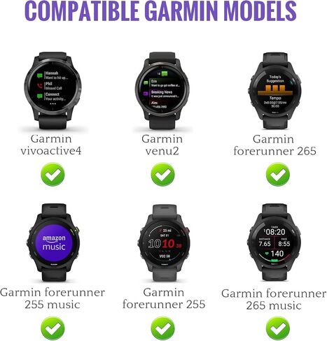 سوار رياضي TiMOVO متوافق مع Vivoactive4/Venu2/Forerunner 265/Forerunner 255/Forerunner 265 Music/Forerunner 255 Music، استبدال أشرطة الساعة المصنوعة من السيليكون الناعم 22 مم in Saudi Arabia