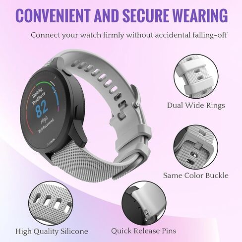 سوار رياضي TiMOVO متوافق مع Vivoactive4/Venu2/Forerunner 265/Forerunner 255/Forerunner 265 Music/Forerunner 255 Music، استبدال أشرطة الساعة المصنوعة من السيليكون الناعم 22 مم in Saudi Arabia