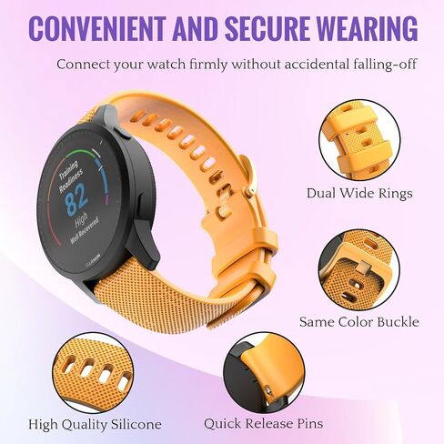 سوار رياضي TiMOVO متوافق مع Vivoactive4/Venu2/Forerunner 265/Forerunner 255/Forerunner 265 Music/Forerunner 255 Music، استبدال أشرطة الساعة المصنوعة من السيليكون الناعم 22 مم in Saudi Arabia