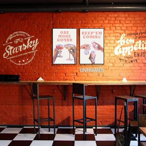 foefvpeft Funky Bar Cart Decor Aesthetic Canvas Wall Art, 2 Piece 12x16in Trendy Vintage Pink Cocktail Cheers Posters, Liquor Champagne Alcohol Prints Preppy Home Bar Accessories Unframed in Saudi Arabia