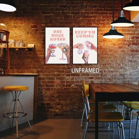 foefvpeft Funky Bar Cart Decor Aesthetic Canvas Wall Art, 2 Piece 12x16in Trendy Vintage Pink Cocktail Cheers Posters, Liquor Champagne Alcohol Prints Preppy Home Bar Accessories Unframed in Saudi Arabia