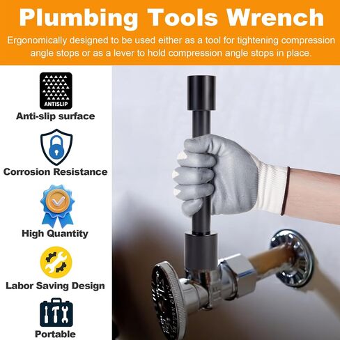 Angle Stop Wrench Angle Stop Removal Tool,Plumbing Wrench Tool,Angle On Wrench for Easy Angle Stop Tightening and Supply Nut Fastening,Plumbing Tools for Professional Plumber in Saudi Arabia