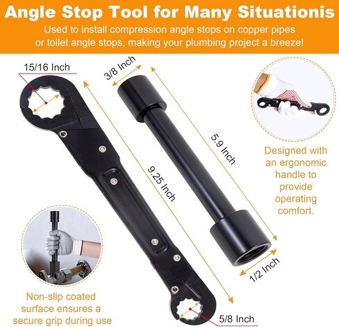 Angle Stop Wrench Angle Stop Removal Tool,Plumbing Wrench Tool,Angle On Wrench for Easy Angle Stop Tightening and Supply Nut Fastening,Plumbing Tools for Professional Plumber in Saudi Arabia