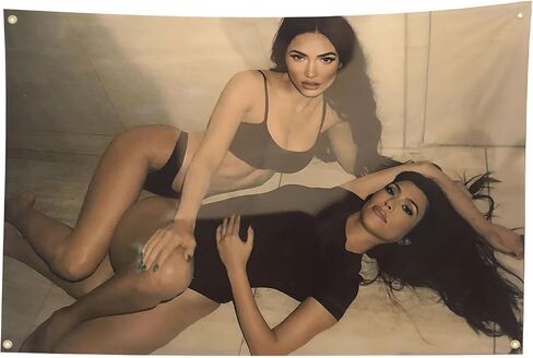 LFVDLUI Kourtney Kardashian And Megan Fox with 4 Brass Grommets Tapestry 3X5FT for Bedroom Living Room Dorm (KKMF-transverse) in Saudi Arabia