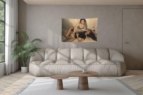 LFVDLUI Kourtney Kardashian And Megan Fox with 4 Brass Grommets Tapestry 3X5FT for Bedroom Living Room Dorm (KKMF-transverse) in Saudi Arabia