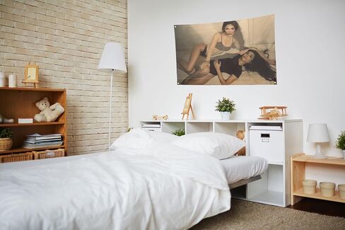 LFVDLUI Kourtney Kardashian And Megan Fox with 4 Brass Grommets Tapestry 3X5FT for Bedroom Living Room Dorm (KKMF-transverse) in Saudi Arabia