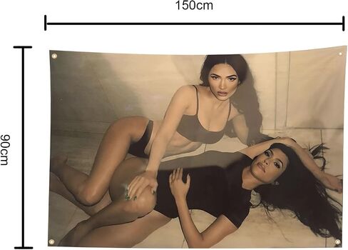 LFVDLUI Kourtney Kardashian And Megan Fox with 4 Brass Grommets Tapestry 3X5FT for Bedroom Living Room Dorm (KKMF-transverse) in Saudi Arabia