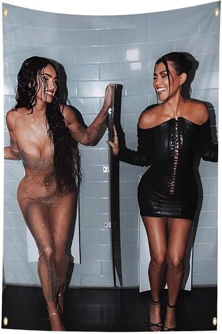 LFVDLUI Kourtney Kardashian And Megan Fox with 4 Brass Grommets Tapestry 3X5FT for Bedroom Living Room Dorm (KKMF-transverse) in Saudi Arabia