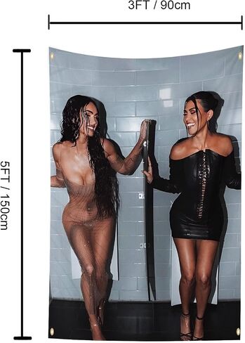 LFVDLUI Kourtney Kardashian And Megan Fox with 4 Brass Grommets Tapestry 3X5FT for Bedroom Living Room Dorm (KKMF-transverse) in Saudi Arabia