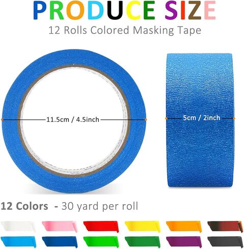 12 Rolls Blue Painters Tape Bulk 2 inch x 660 Yards, Painters Masking Tape No Residue Wall Painting Tape Artist Tape Trim Edge Finishing Tape for Wall Painting Decoration DIY Supplies in Kuwait