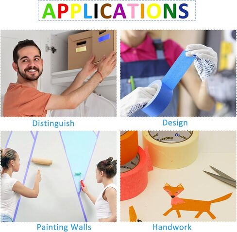 12 Rolls Blue Painters Tape Bulk 2 inch x 660 Yards, Painters Masking Tape No Residue Wall Painting Tape Artist Tape Trim Edge Finishing Tape for Wall Painting Decoration DIY Supplies in Kuwait