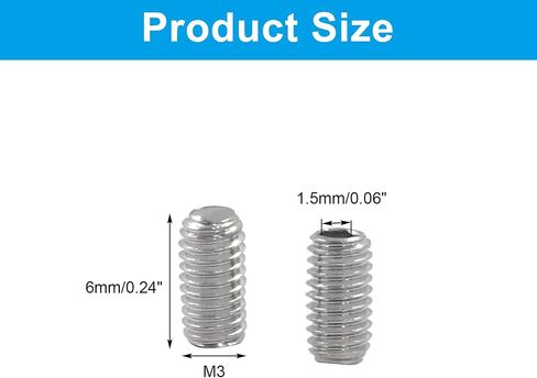 50 Pcs Stainless Steel Hexagon Socket Flat Head Set Screws M3 x 6 mm Flat Set Hex Socket Head Screws, Silver in Saudi Arabia