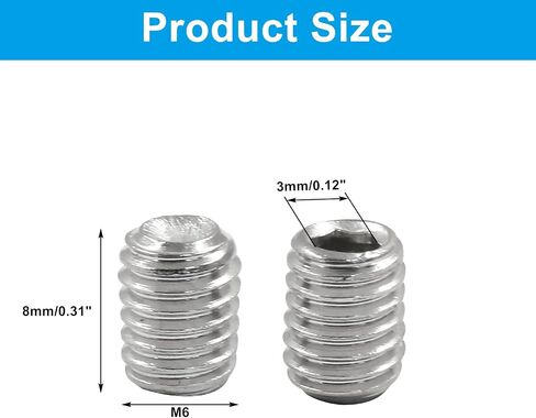 50 Pcs Stainless Steel Hexagon Socket Flat Head Set Screws M3 x 6 mm Flat Set Hex Socket Head Screws, Silver in Saudi Arabia
