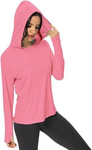 M MAROAUT Women's UV Sun Protection Hiking Shirts, UPF50+ Long Sleeve Lightweight Hoodie Quick-Dry Outdoor Fishing Rash Guard in Saudi Arabia
