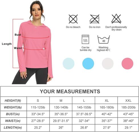 M MAROAUT Women's UV Sun Protection Hiking Shirts, UPF50+ Long Sleeve Lightweight Hoodie Quick-Dry Outdoor Fishing Rash Guard in Saudi Arabia
