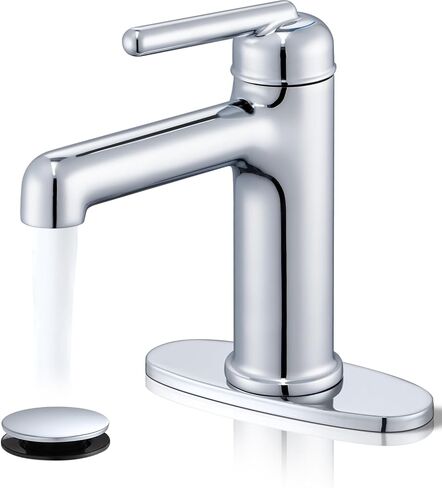 صنبور الحمام الذهبي، صنبور حوض الحمام بفتحة واحدة من تاكويت مع تصريف منبثق وخراطيم مرنة، صنبور لحوض الحمام، والغرور، وRV، والمزرعة الحديثة، مناسب لفتحة واحدة أو 3 فتحات in Kuwait