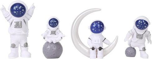 Blue White Astronaut Statue Decor,4 Pcs Astronaut Sculpture Figure Home Decor,Cute Room Decor for Space Themed Room Decorations. in Saudi Arabia