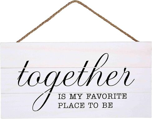 معًا هو مكاني المفضل ليكون لافتة معلقة من الخشب لديكور المنزل (13.75 × 6.9 بوصة مع خلفية بيضاء) in Kuwait