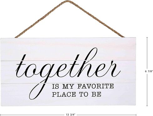 معًا هو مكاني المفضل ليكون لافتة معلقة من الخشب لديكور المنزل (13.75 × 6.9 بوصة مع خلفية بيضاء) in Kuwait
