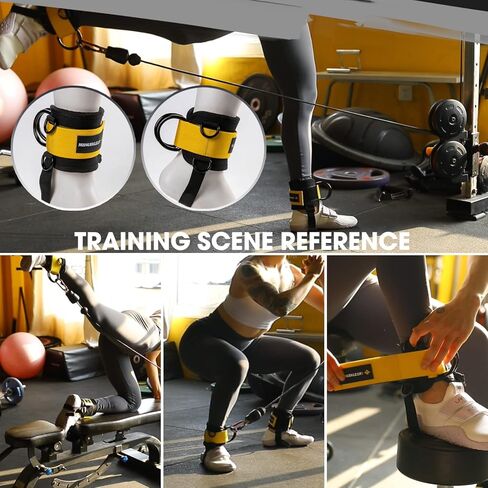 أحزمة الكاحل من مانويكلير لآلات الكابلات، ملحقات كابل الكاحل المبطنة للصالة الرياضية للرجال والنساء - خطاف وحلقة قوية وحلقة مزدوجة على شكل حرف D - ملحقات تمارين الجزء السفلي من الجسم لتمارين الغلوت والساق in Kuwait