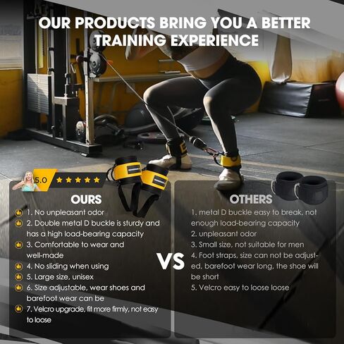 أحزمة الكاحل من مانويكلير لآلات الكابلات، ملحقات كابل الكاحل المبطنة للصالة الرياضية للرجال والنساء - خطاف وحلقة قوية وحلقة مزدوجة على شكل حرف D - ملحقات تمارين الجزء السفلي من الجسم لتمارين الغلوت والساق in Kuwait