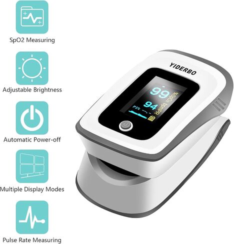 Pulse-Oximeter Fingertip-Finger Pulse-Oximeter o2-SpO2 - Batteries 2 AAA Included Lanyard OLED Screen YIDERBO in Saudi Arabia