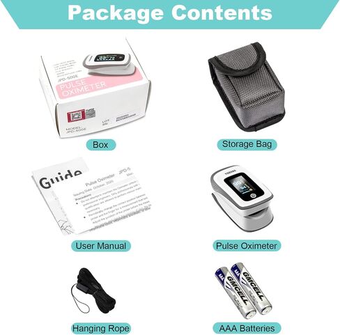 Pulse-Oximeter Fingertip-Finger Pulse-Oximeter o2-SpO2 - Batteries 2 AAA Included Lanyard OLED Screen YIDERBO in Saudi Arabia