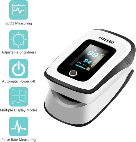 Pulse-Oximeter Fingertip-Finger Pulse-Oximeter o2-SpO2 - Batteries 2 AAA Included Lanyard OLED Screen YIDERBO in Saudi Arabia