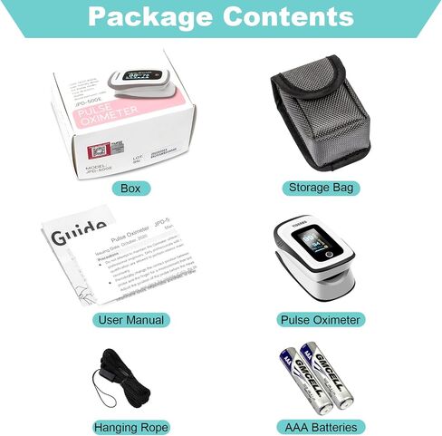 Pulse-Oximeter Fingertip-Finger Pulse-Oximeter o2-SpO2 - Batteries 2 AAA Included Lanyard OLED Screen YIDERBO in Saudi Arabia