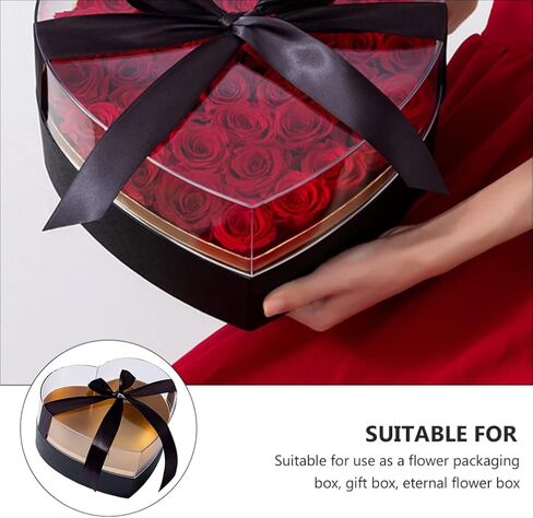 Heart Shaped Rose Flower Box: Floral Boxes Transparent Preserved Flower Packing Box with Clear lid Wedding Gift Preservation Box for Wedding Birthday Heart Gift Box Party Paper Mache Boxes with lids in Saudi Arabia