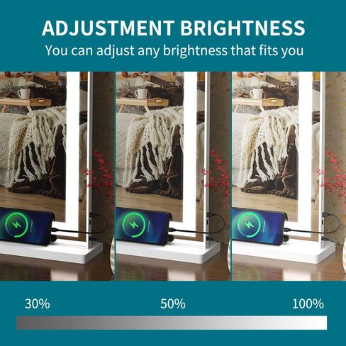 Vanity Mirror with Lights, Large Tabletop Makeup Mirror with Dimmable 3 Modes LED Backlit Light Strip, Touch Screen Control Dressing Mirror with 2 USB Outlet (30.7" W X 22.7" H) in Saudi Arabia