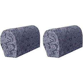 Stretch Armrest Covers Jacquard Sofa Armrest Cover European Soft Knitting Sofa Armrest Covers Armchair Slipcover Furniture Protector Recliner Sofa Arm Slipcovers 2pcs (Grey)